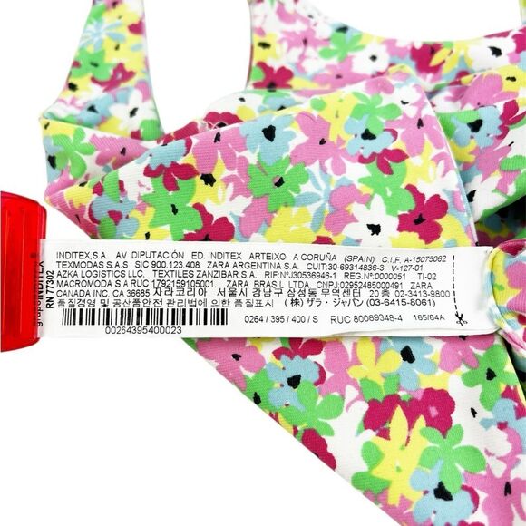 Zara Multi Floral Sleeveless Crop Tank Top Size Small - Picture 5 of 7